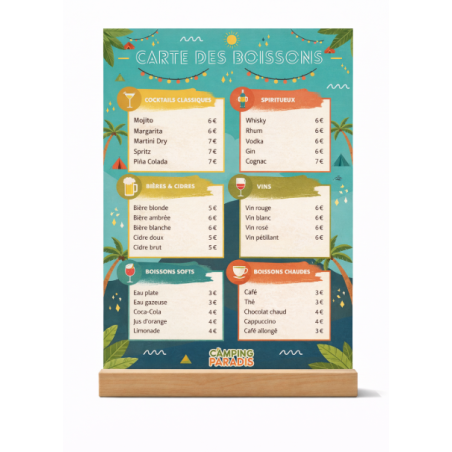 Carte des boissons